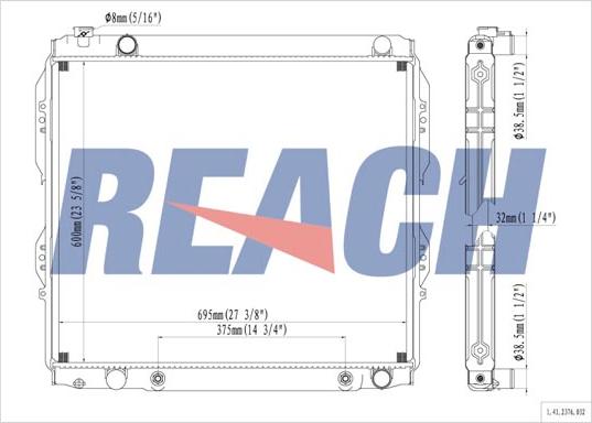 REACH 1.41.2376.032 - Радиатор, охлаждение двигателя abcparts.ee