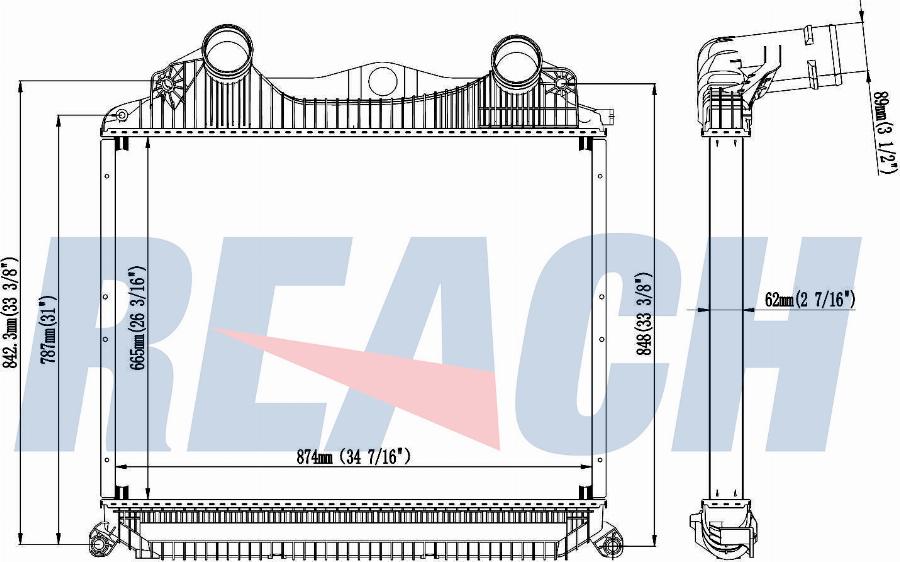 REACH 1.61.1662.2 - Интеркулер, теплообменник турбины abcparts.ee