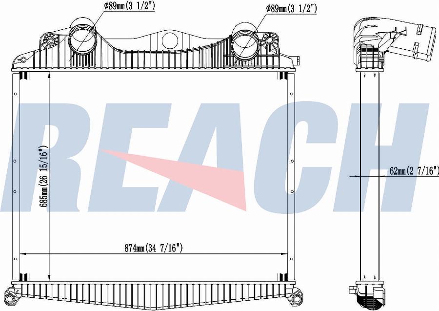 REACH 1.61.1316.2L - Интеркулер, теплообменник турбины abcparts.ee