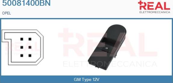 REAL 50081400BN - Выключатель, стеклоподъемник abcparts.ee