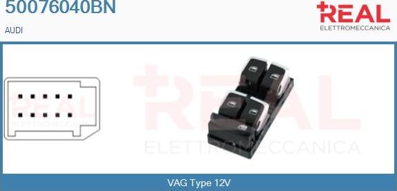 REAL 50076040BN - Выключатель, стеклоподъемник abcparts.ee
