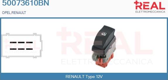REAL 50073610BN - Выключатель, стеклоподъемник abcparts.ee