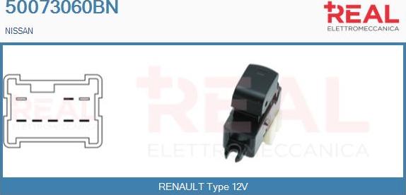 REAL 50073060BN - Выключатель, стеклоподъемник abcparts.ee