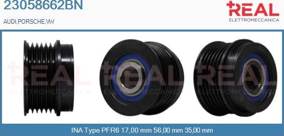REAL 23058662BN - Шкив генератора, муфта abcparts.ee