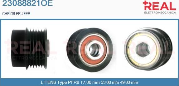 REAL 23088821OE - Шкив генератора, муфта abcparts.ee