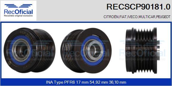 RECOFICIAL RECSCP90181.0 - Шкив генератора, муфта abcparts.ee