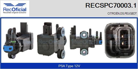 RECOFICIAL RECSPC70003.1 - Преобразователь давления ОГ, EGR abcparts.ee