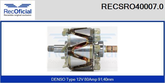 RECOFICIAL RECSRO40007.0 - Ротор, генератор abcparts.ee