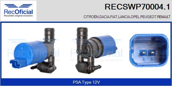 RECOFICIAL RECSWP70004.1 - Водяной насос, система очистки окон abcparts.ee