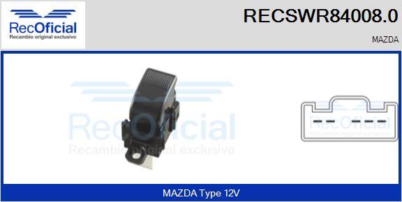 RECOFICIAL RECSWR84008.0 - Выключатель, стеклоподъемник abcparts.ee