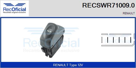 RECOFICIAL RECSWR71009.0 - Выключатель, стеклоподъемник abcparts.ee