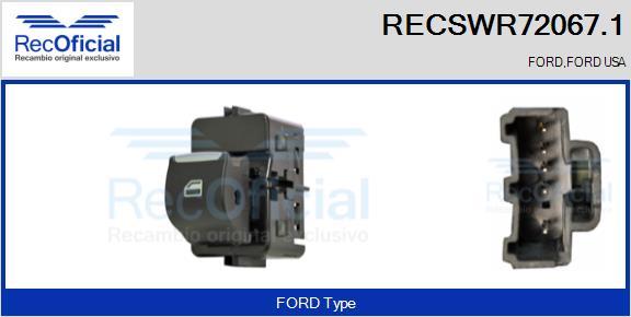 RECOFICIAL RECSWR72067.1 - Выключатель, стеклоподъемник abcparts.ee