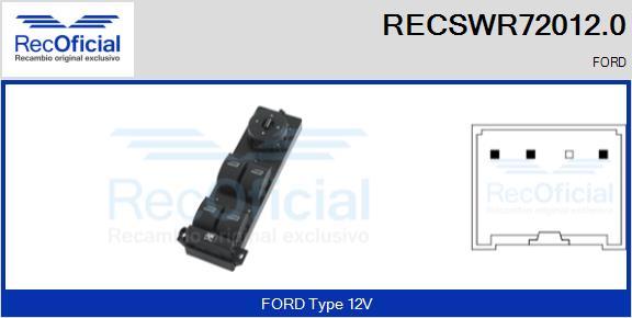 RECOFICIAL RECSWR72012.0 - Выключатель, стеклоподъемник abcparts.ee