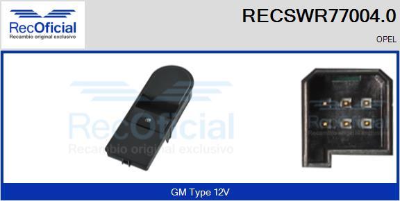 RECOFICIAL RECSWR77004.0 - Выключатель, стеклоподъемник abcparts.ee