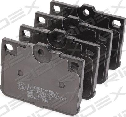 RIDEX 402B1016 - Тормозные колодки, дисковые, комплект abcparts.ee