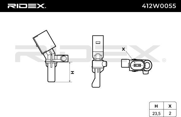 RIDEX 412W0055 - ABS датчик, частота вращения колеса abcparts.ee