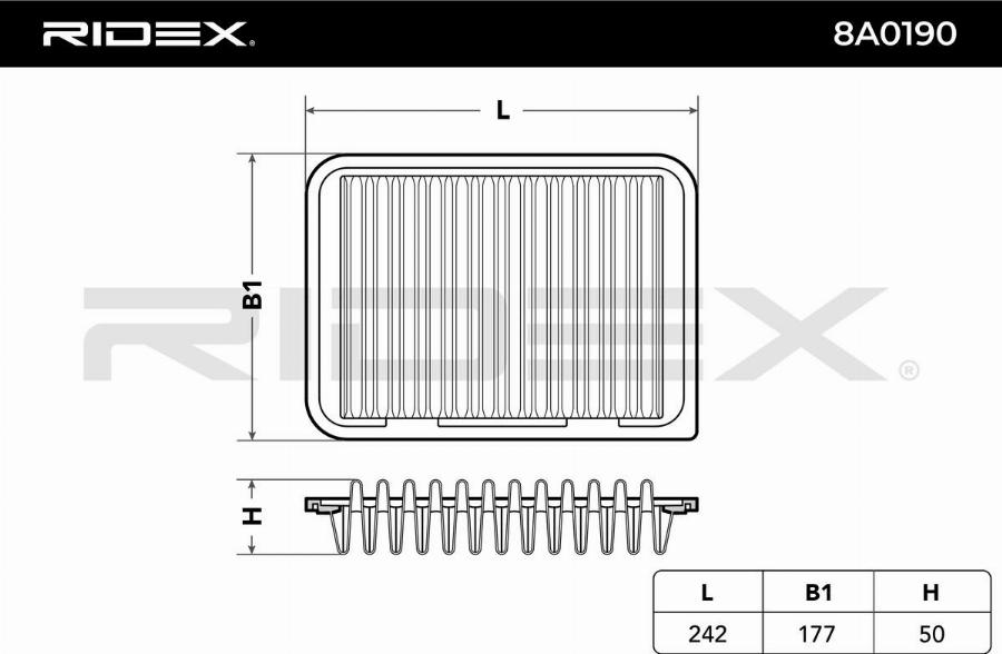 RIDEX 8A0190 - Воздушный фильтр двигателя abcparts.ee