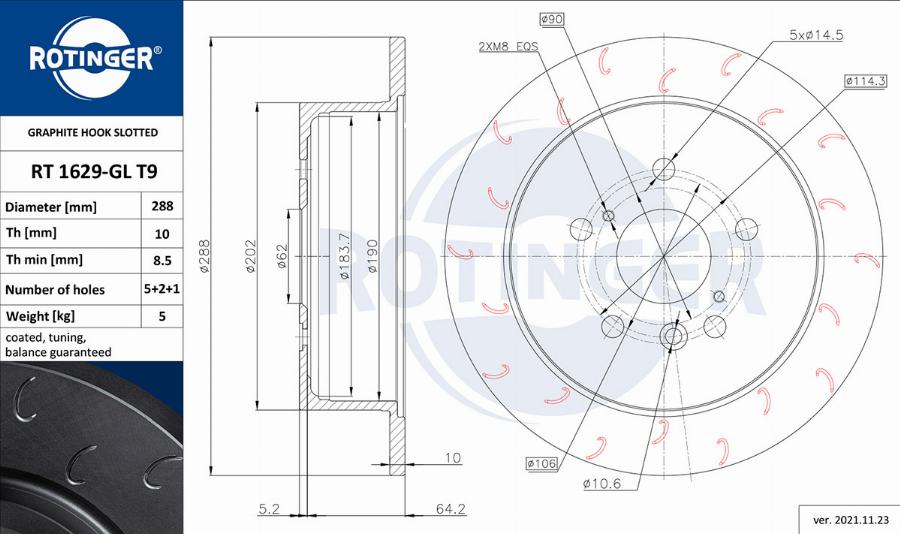 Rotinger RT 1629-GL T9 - Тормозной диск abcparts.ee
