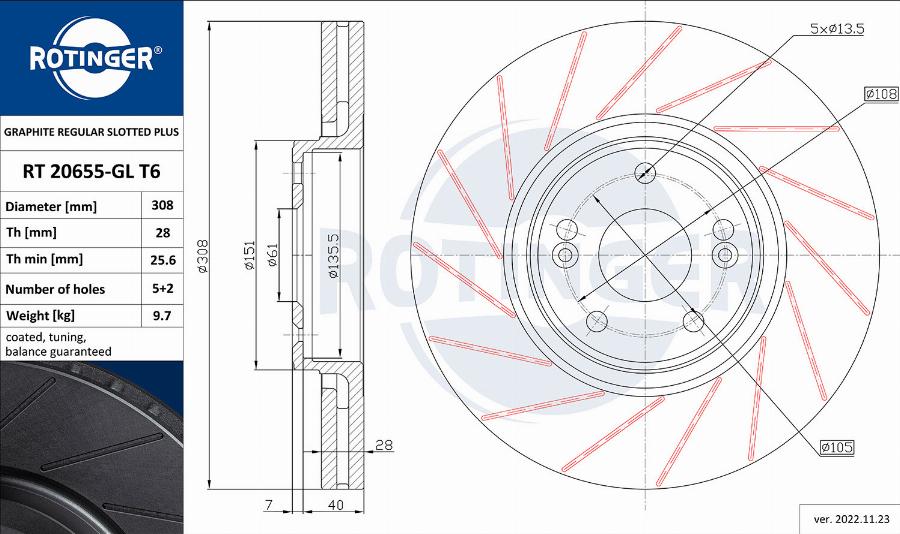 Rotinger RT 20655-GL T6 - Тормозной диск abcparts.ee