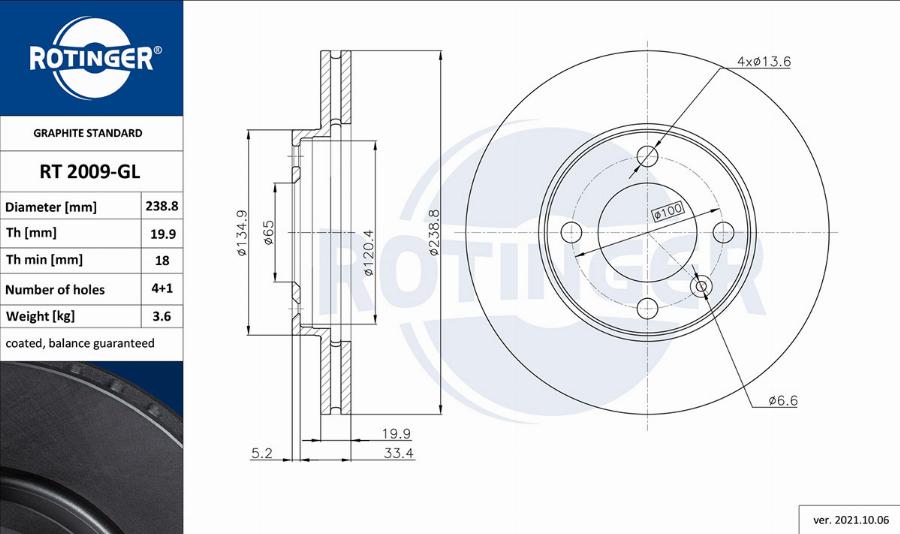 Rotinger RT 2009-GL - Тормозной диск abcparts.ee