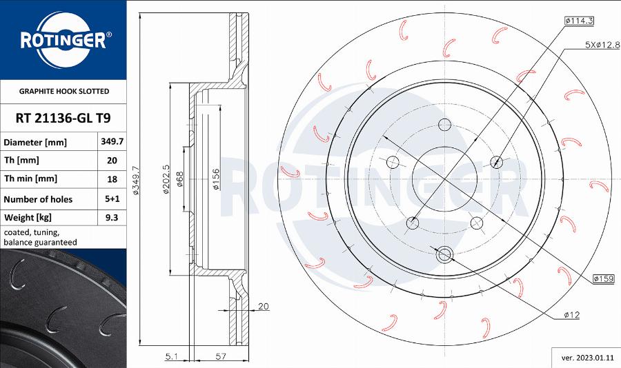 Rotinger RT 21136-GL T9 - Тормозной диск abcparts.ee