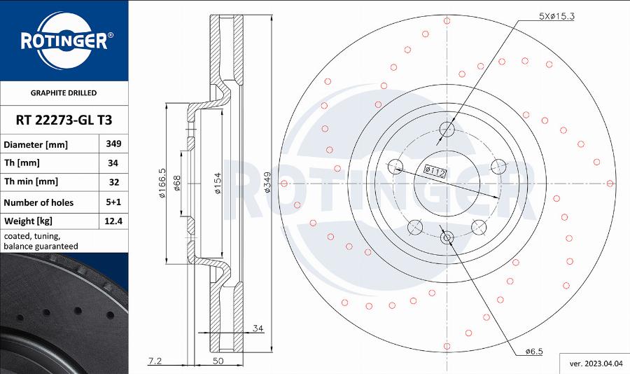 Rotinger RT 22273-GL T3 - Тормозной диск abcparts.ee