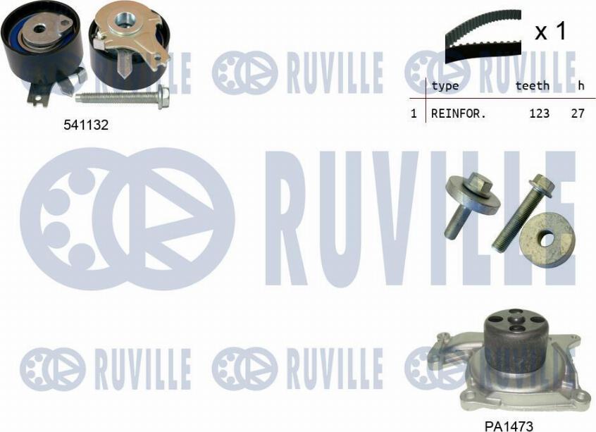 Ruville 5500553 - Водяной насос + комплект зубчатого ремня ГРМ abcparts.ee