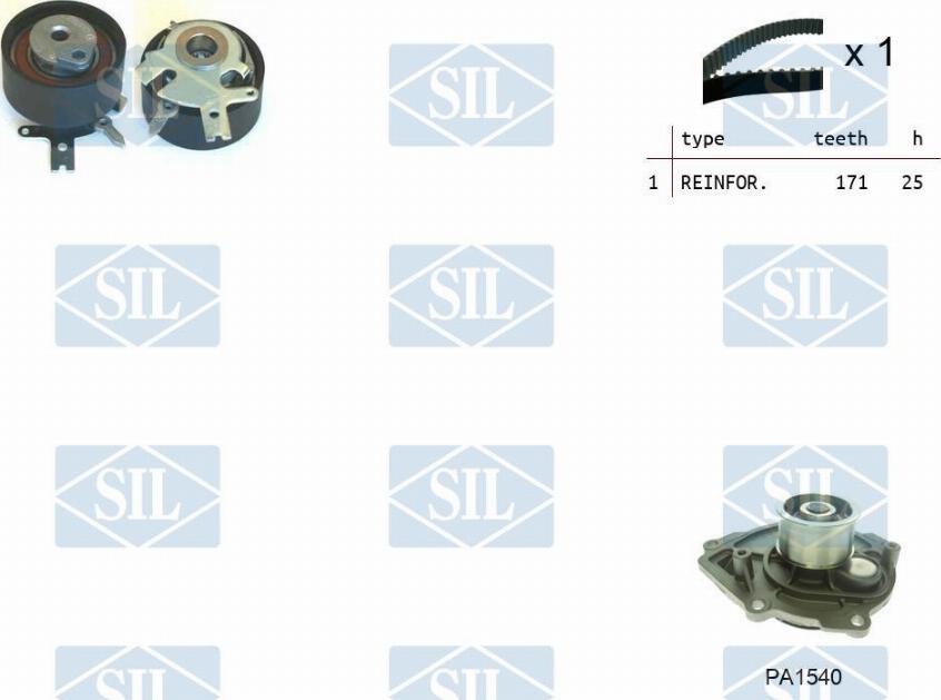 Saleri SIL K1PA1540 - Водяной насос + комплект зубчатого ремня ГРМ abcparts.ee