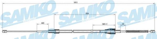 Samko C0809B - Тросик, cтояночный тормоз abcparts.ee