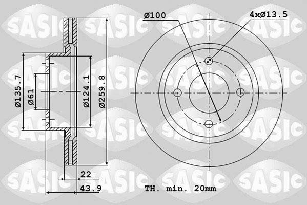 Sasic 4004308J - Тормозной диск abcparts.ee