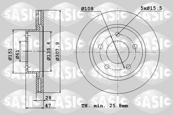 Sasic 6104007 - Тормозной диск abcparts.ee