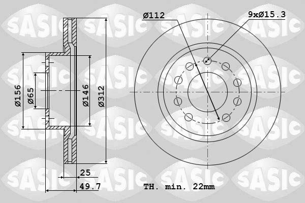 Sasic 6106021 - Тормозной диск abcparts.ee