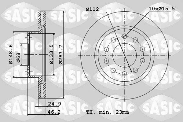 Sasic 6106334 - Тормозной диск abcparts.ee
