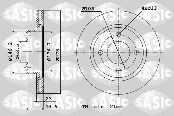 Sasic 6106293 - Тормозной диск abcparts.ee