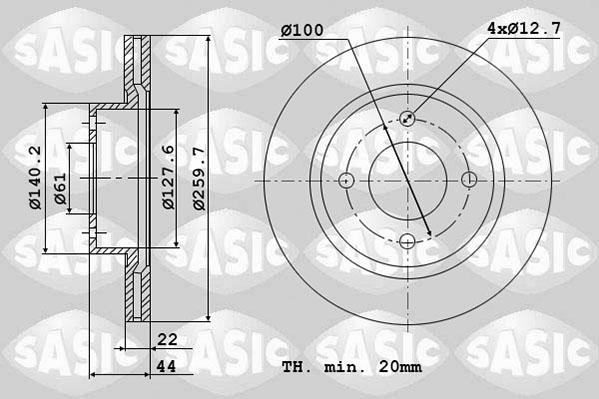 Sasic 6106249 - Тормозной диск abcparts.ee