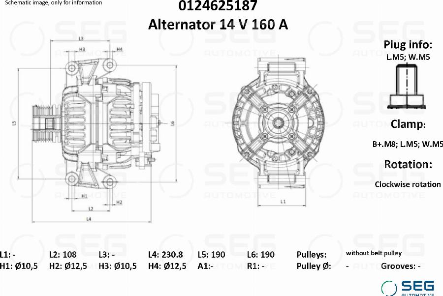 SEG AUTOMOTIVE 0124625187 - Генератор abcparts.ee