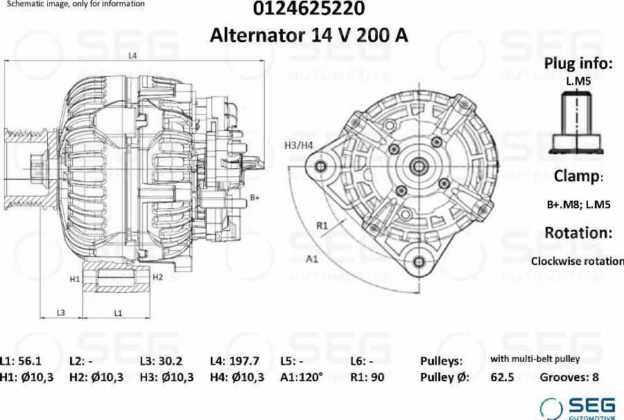 SEG AUTOMOTIVE 0124625220 - Генератор abcparts.ee