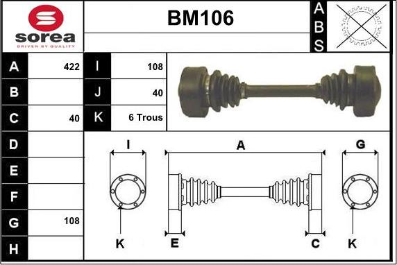 Sera BM106 - Приводной вал abcparts.ee
