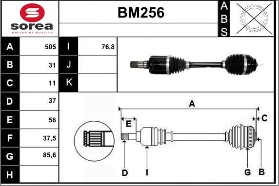 Sera BM256 - Приводной вал abcparts.ee