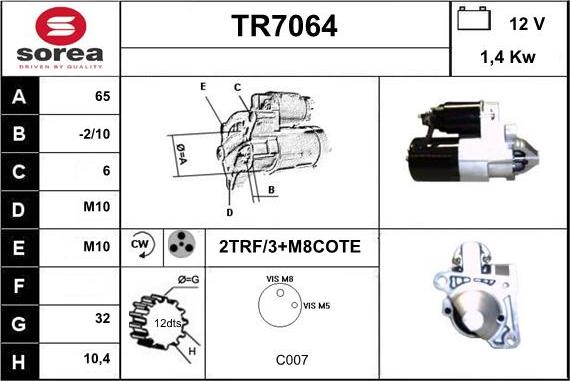 Sera TR7064 - Стартер abcparts.ee
