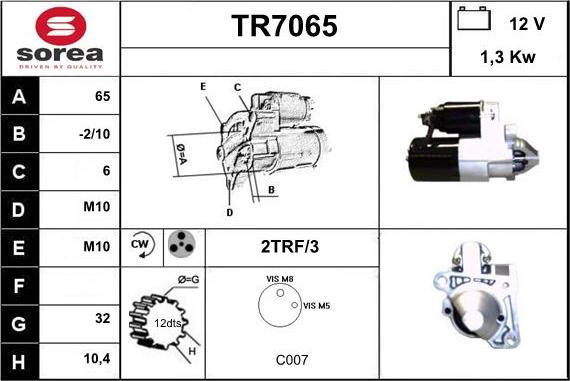 Sera TR7065 - Стартер abcparts.ee