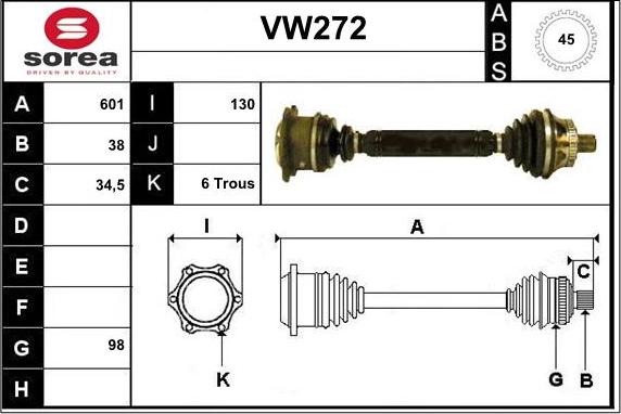 Sera VW272 - Приводной вал abcparts.ee