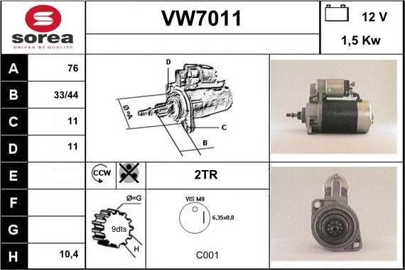 Sera VW7011 - Стартер abcparts.ee