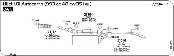 Sigam DA025 - Система выпуска ОГ abcparts.ee