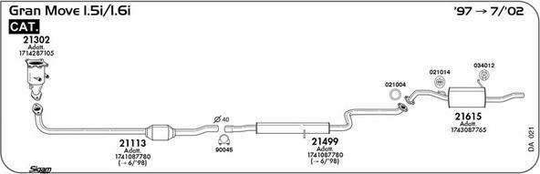 Sigam DA021 - Система выпуска ОГ abcparts.ee