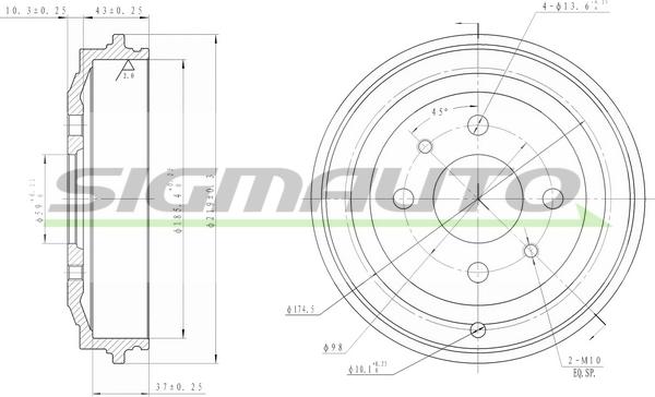 SIGMAUTO DR5044 - Тормозной барабан abcparts.ee