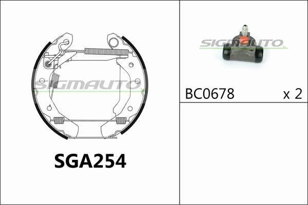 SIGMAUTO SGA254 - Комплект тормозных колодок, барабанные abcparts.ee