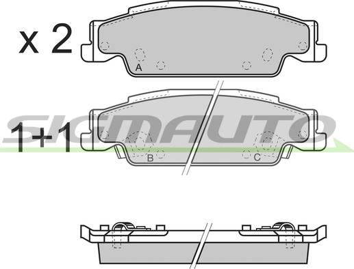SIGMAUTO SPB345 - Тормозные колодки, дисковые, комплект abcparts.ee