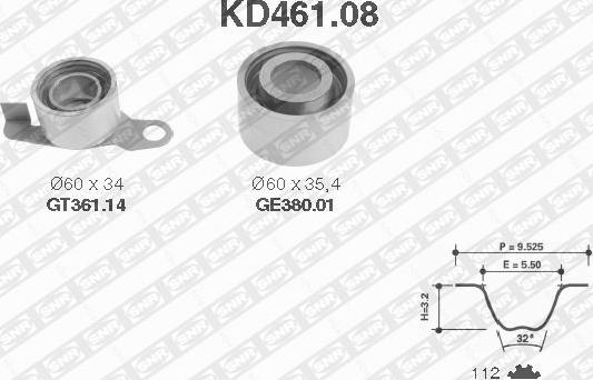 SNR KD461.08 - Комплект зубчатого ремня ГРМ abcparts.ee
