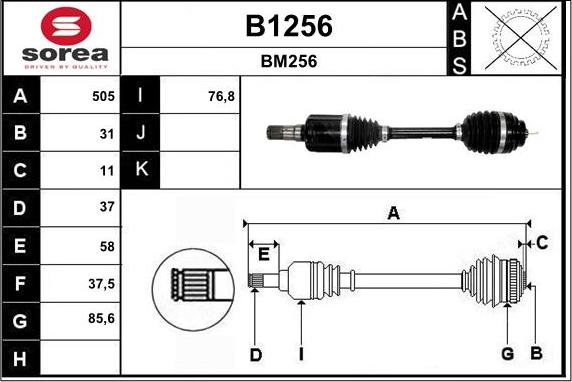 SNRA B1256 - Приводной вал abcparts.ee